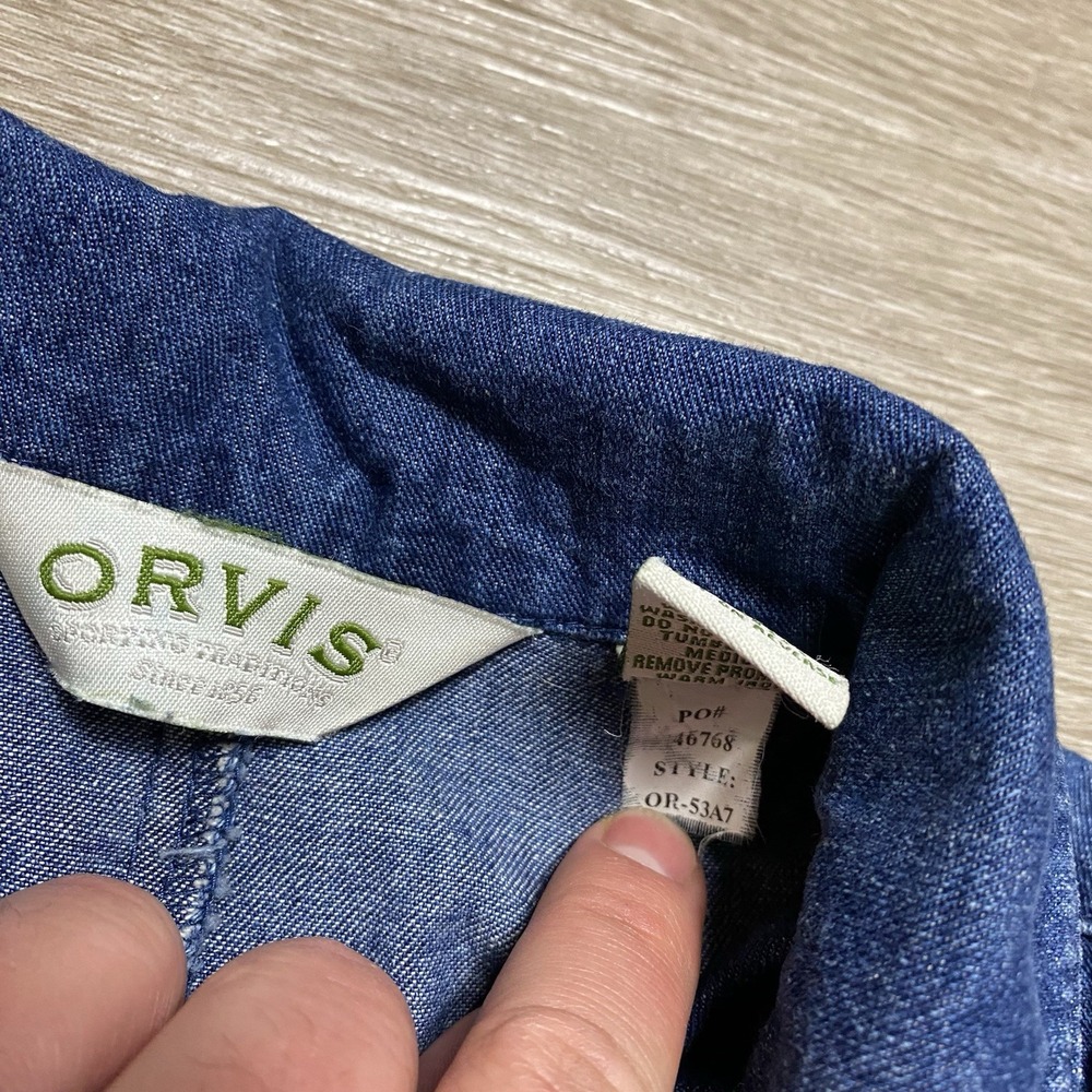 Vintage Orvis Western Denim Dress Women's 12 Blue Long Modest Prairie Pintuck - Picture 4 of 7